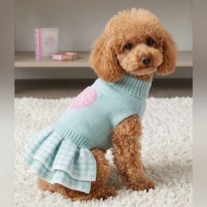 Teal and Pink Dog Dress Heart Glam" - Paris Hilton Pet Apparel